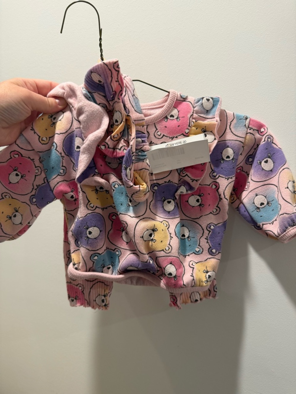 Care Bear Pastel Bear Print Baby Sweatshirt & Pants set